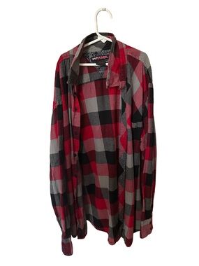 Tony Hawk Red and Black Plaid Flannel Shirt